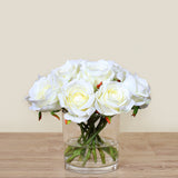 -Artificial Rose Arrangement in Glass Vase-Bloomr