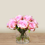 -Artificial Rose Arrangement in Glass Vase-Bloomr