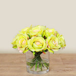 -Artificial Rose Arrangement in Glass Vase-Bloomr