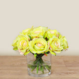 -Artificial Rose Arrangement in Glass Vase-Bloomr