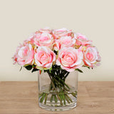 -Artificial Rose Arrangement in Glass Vase-Bloomr