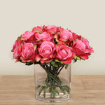 -Artificial Rose Arrangement in Glass Vase-Bloomr