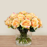 -Artificial Rose Arrangement in Glass Vase-Bloomr