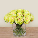 -Artificial Rose Arrangement in Glass Vase-Bloomr