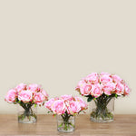 -Artificial Rose Arrangement in Glass Vase-Bloomr