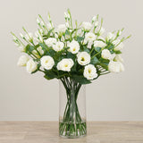 Artificial Lisianthus Arrangement in Glass Vase