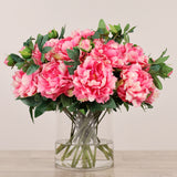 Artificial Peony Arrangement in Glass Vase