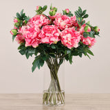 Artificial Peony Arrangement in Glass Vase