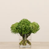 Pin Cushion Arrangement in Glass Vase