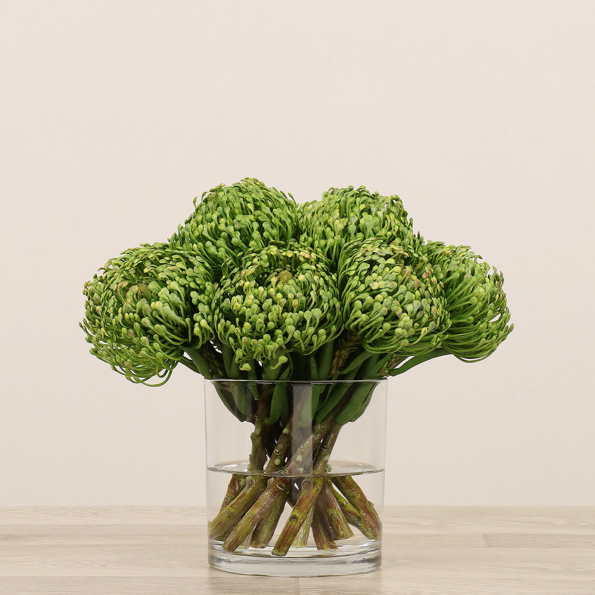 Pin Cushion Arrangement in Glass Vase