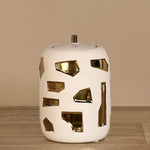 Ceramic White & Gold Jar - Bloomr