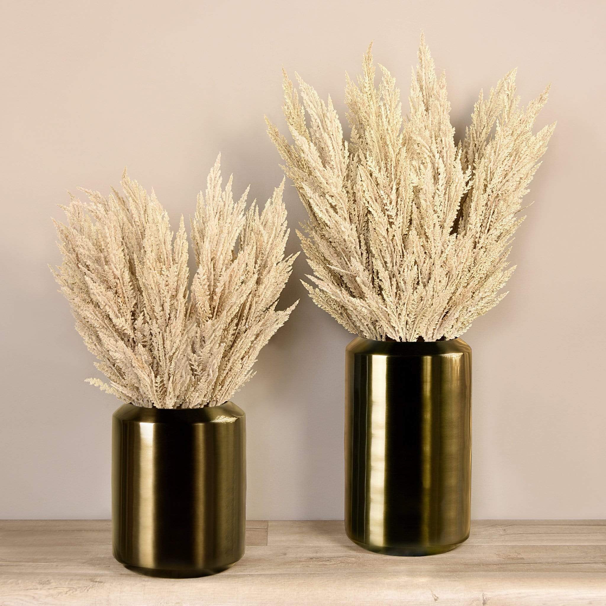 Artificial Pampas Arrangement in Bronze Metal Vase - Bloomr