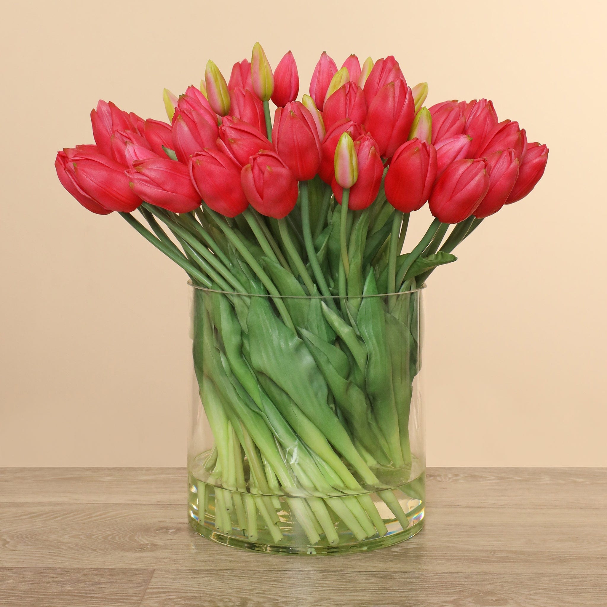 Artificial Tulip in Glass Vase - Bloomr