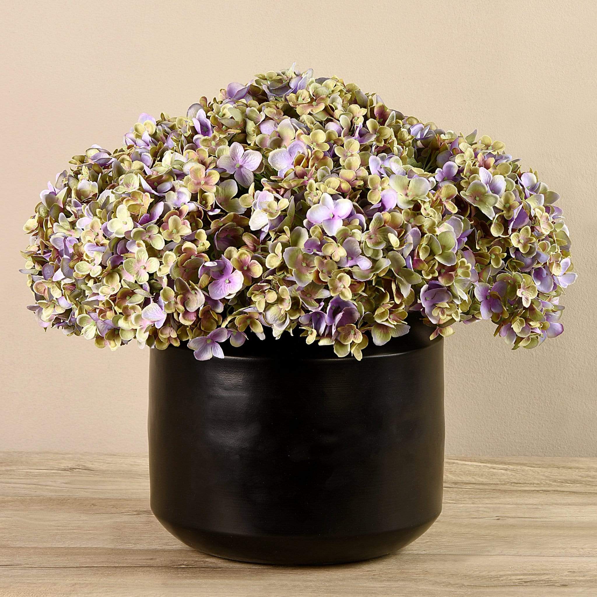 Artificial Hydrangea in Black Vase - Bloomr