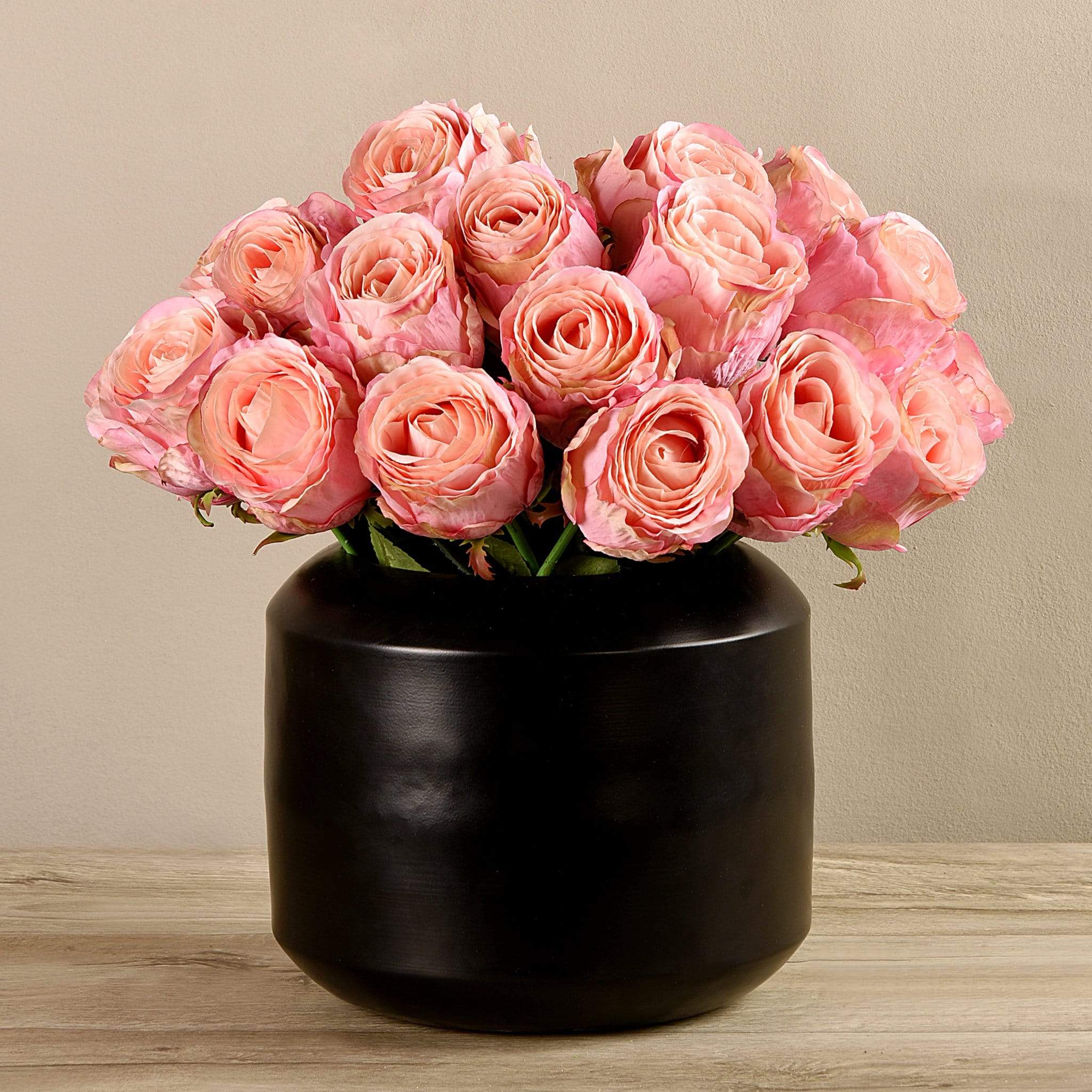 Artificial Rose Arrangement in Black Vase - Bloomr