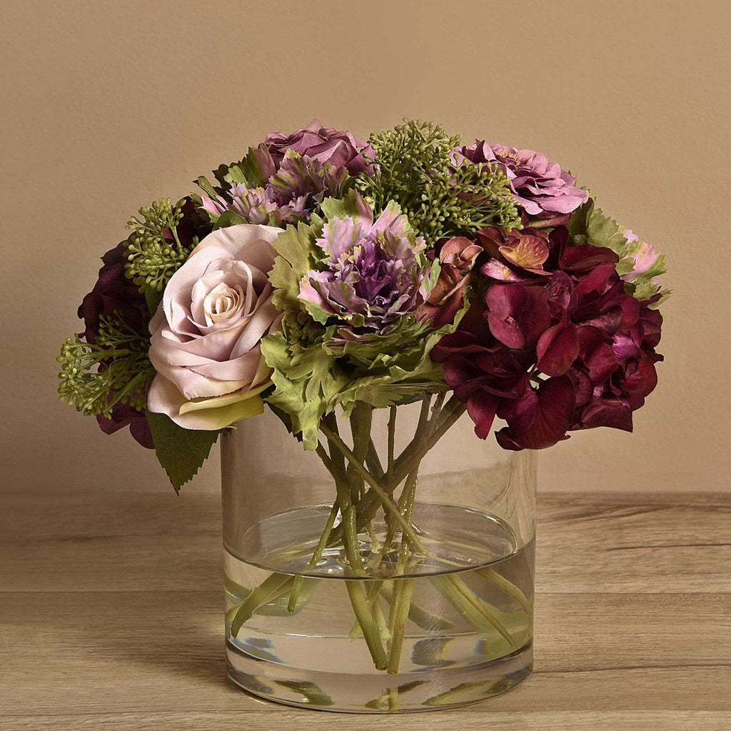 Artificial Mixed Flower Arrangement in Glass Vase - Bloomr