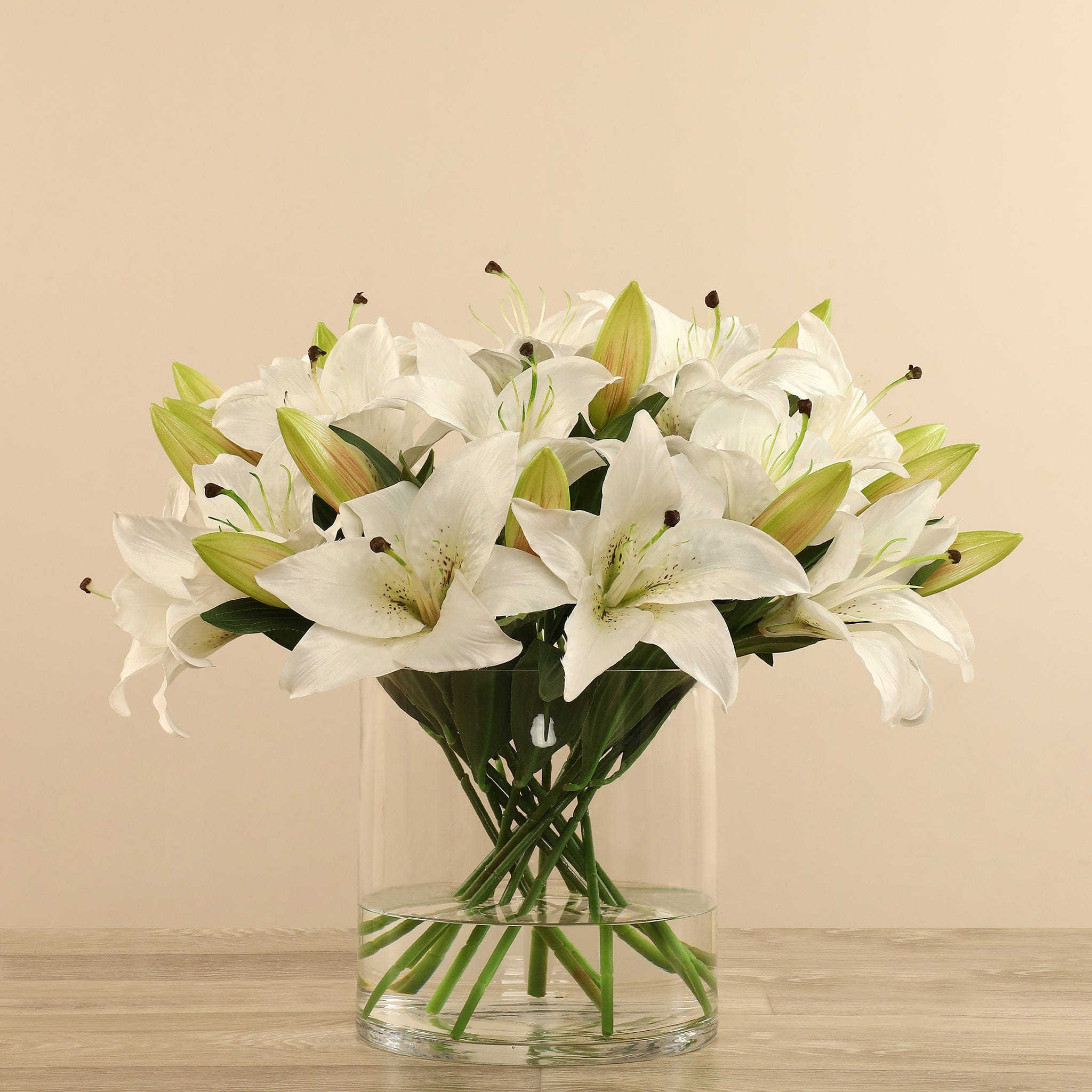 Artificial Lily in Glass Vase - Bloomr