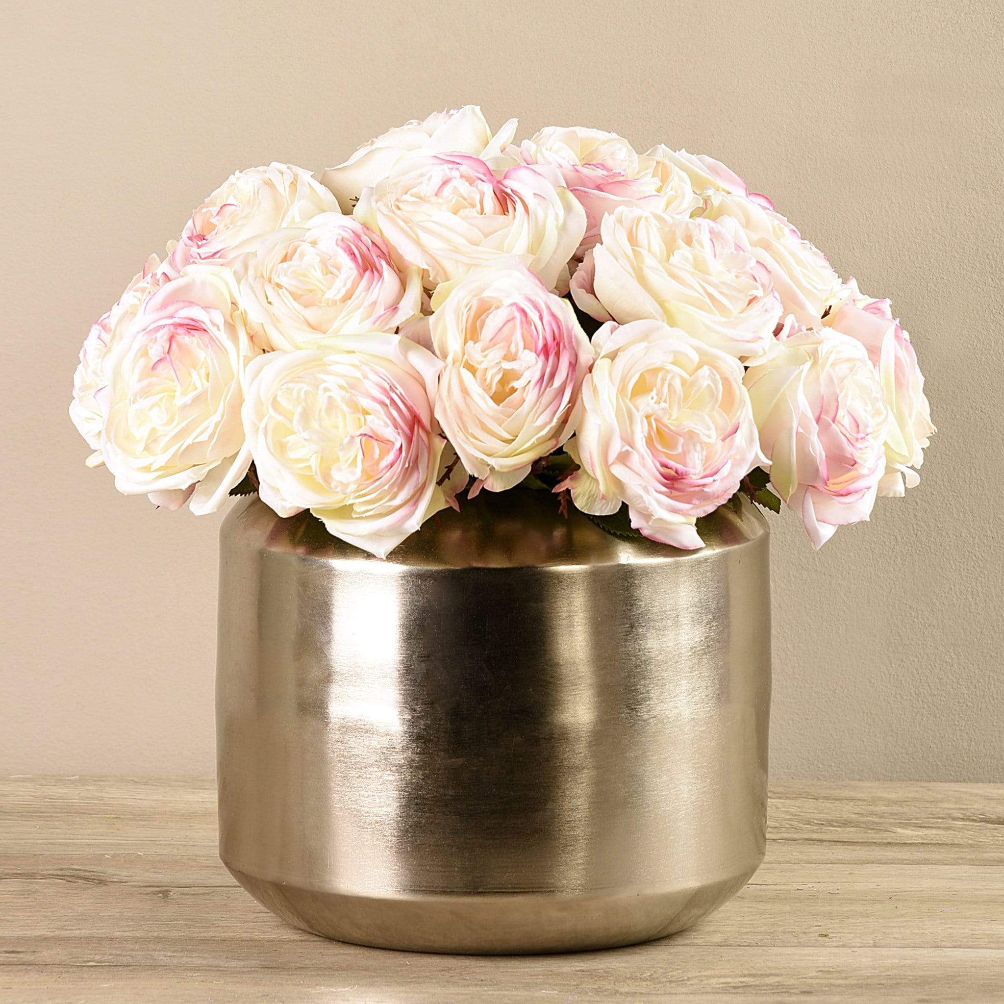 Artificial Rose Arrangement in Silver Vase - Bloomr