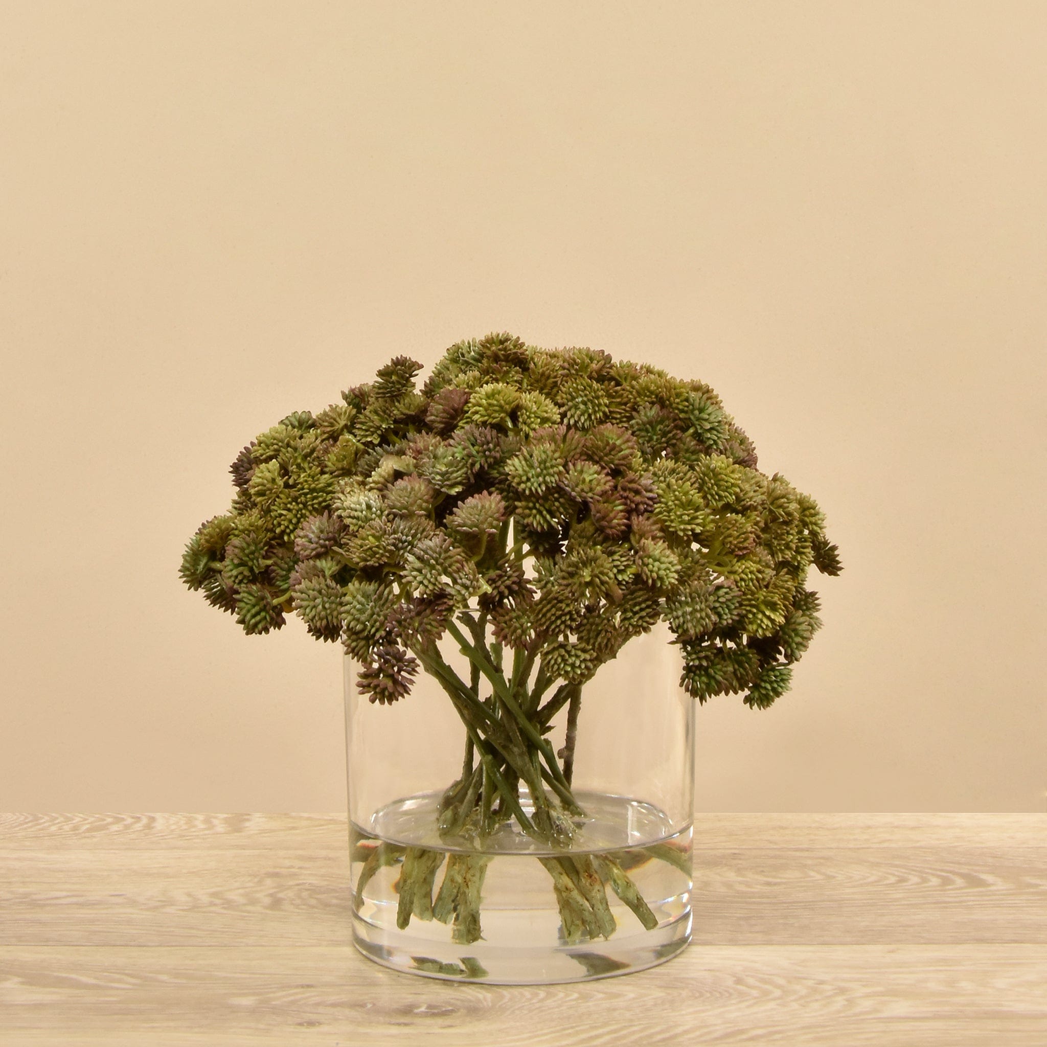 Artificial Sedum Arrangement in Glass Vase - Bloomr