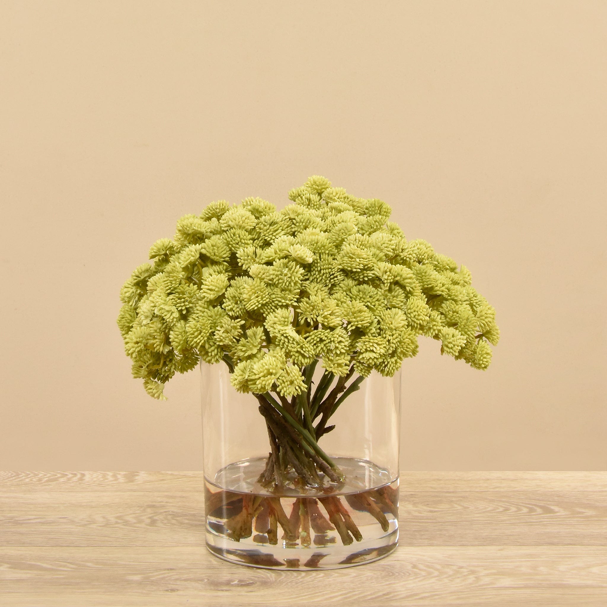 Artificial Sedum Arrangement in Glass Vase - Bloomr