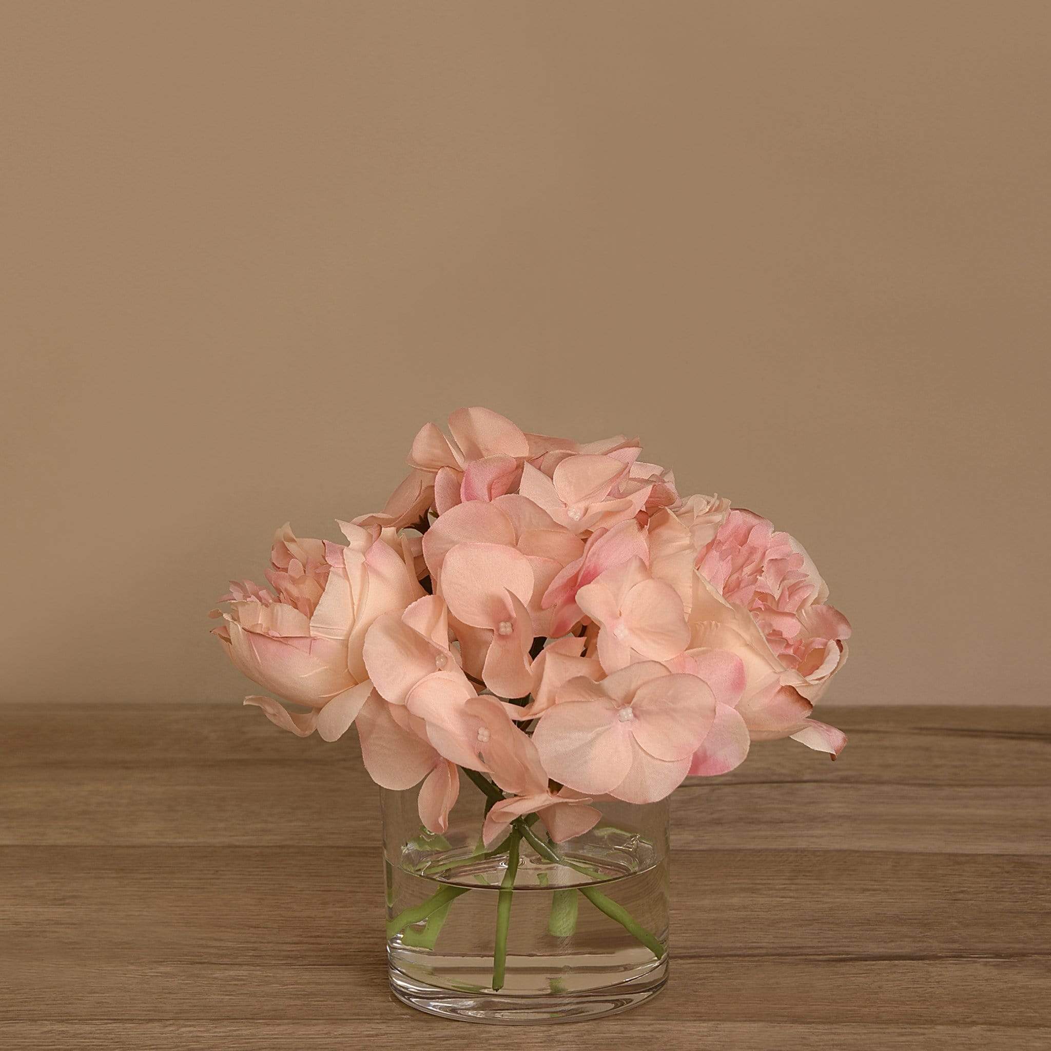 Rose & Hydrangea Arrangement in Glass Vase - Bloomr