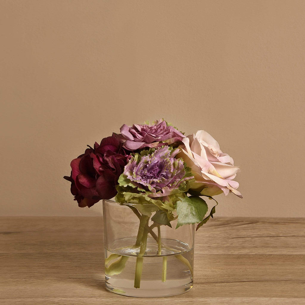 Artificial Mixed Flower Arrangement in Glass Vase - Bloomr