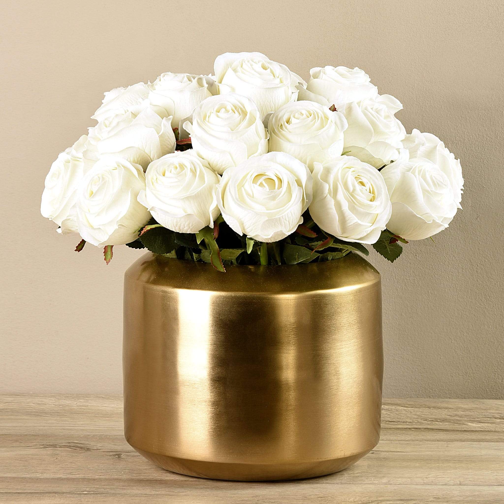 Artificial Rose Arrangement in Gold Vase - Bloomr