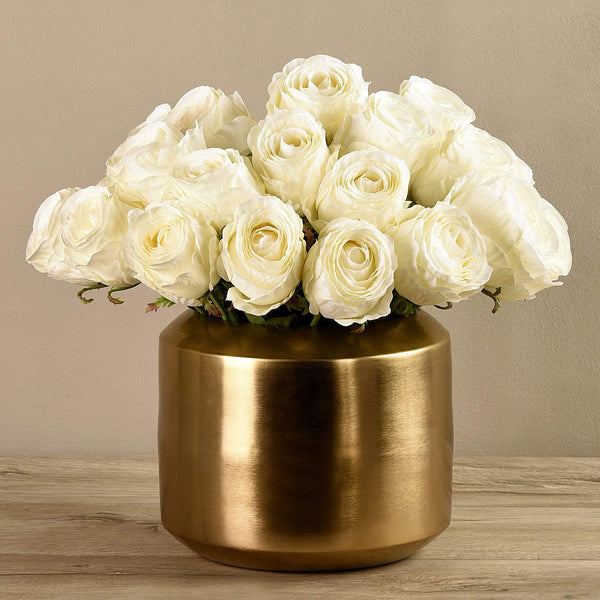 Artificial Rose Arrangement in Gold Vase - Bloomr