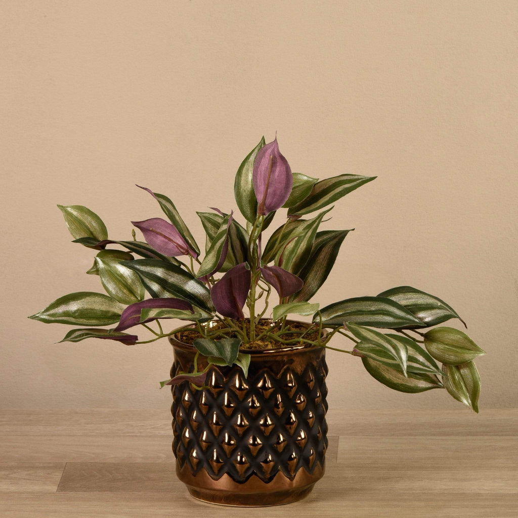 Artificial Potted Dark Vanilla Leaf Plant - Bloomr